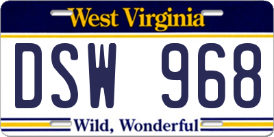 WV license plate DSW968