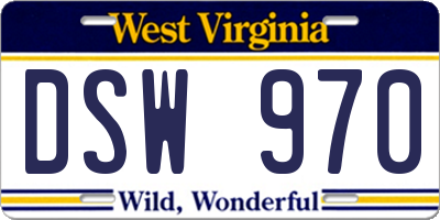 WV license plate DSW970