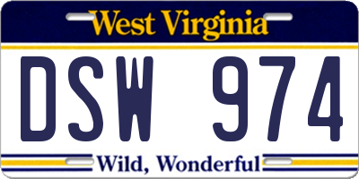 WV license plate DSW974