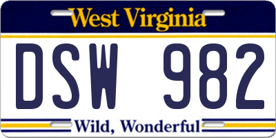 WV license plate DSW982