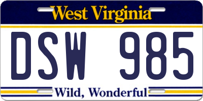WV license plate DSW985