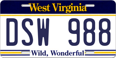 WV license plate DSW988