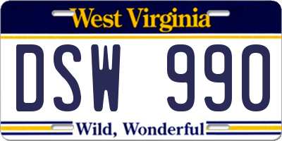 WV license plate DSW990