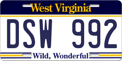 WV license plate DSW992