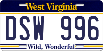 WV license plate DSW996