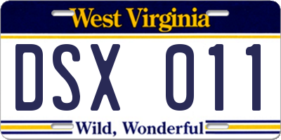 WV license plate DSX011
