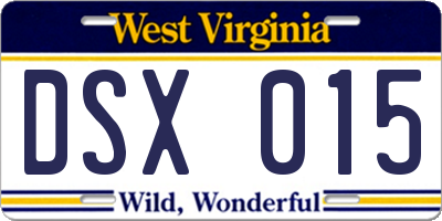 WV license plate DSX015