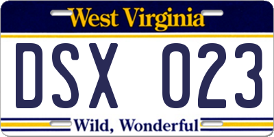 WV license plate DSX023