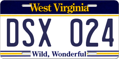 WV license plate DSX024