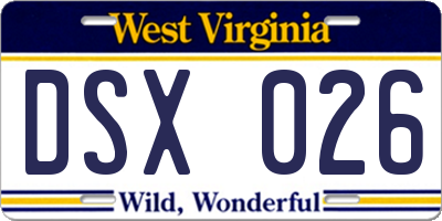 WV license plate DSX026
