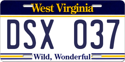 WV license plate DSX037