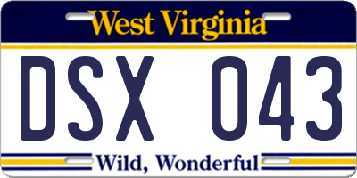 WV license plate DSX043