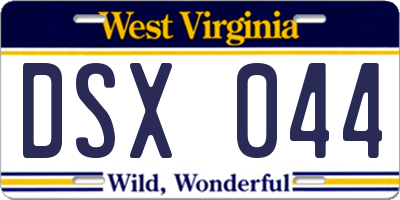 WV license plate DSX044