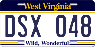 WV license plate DSX048