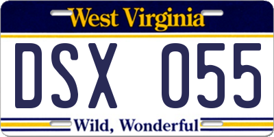 WV license plate DSX055
