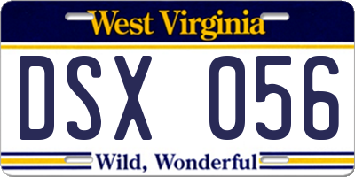 WV license plate DSX056