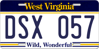 WV license plate DSX057