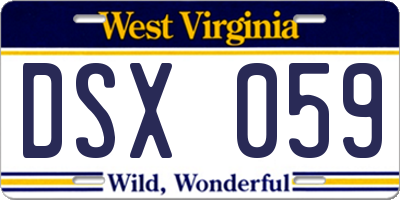 WV license plate DSX059