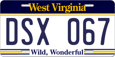 WV license plate DSX067