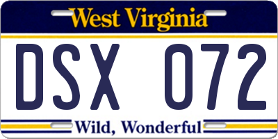 WV license plate DSX072