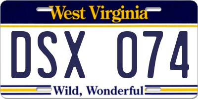 WV license plate DSX074
