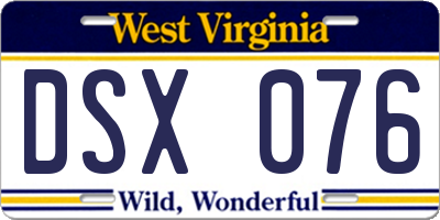 WV license plate DSX076