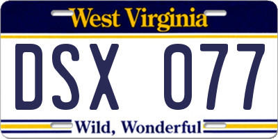 WV license plate DSX077