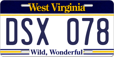WV license plate DSX078