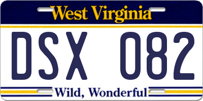 WV license plate DSX082