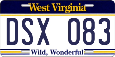 WV license plate DSX083