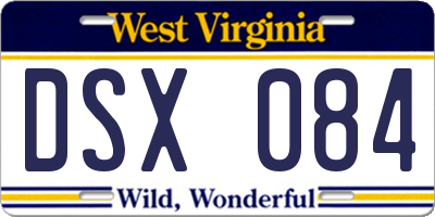 WV license plate DSX084