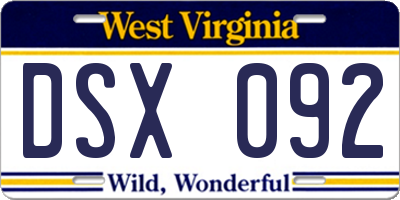 WV license plate DSX092