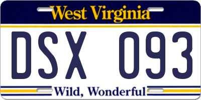 WV license plate DSX093