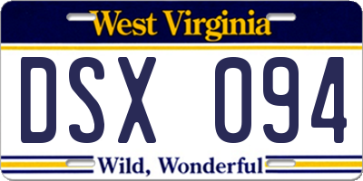 WV license plate DSX094