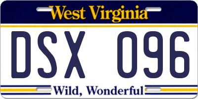 WV license plate DSX096