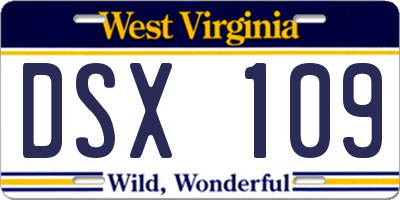 WV license plate DSX109