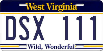 WV license plate DSX111