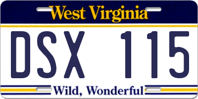 WV license plate DSX115