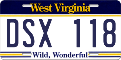 WV license plate DSX118