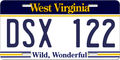 WV license plate DSX122