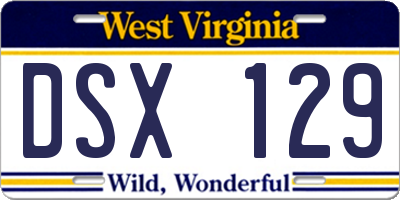 WV license plate DSX129