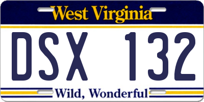 WV license plate DSX132