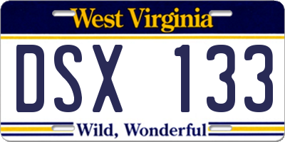 WV license plate DSX133