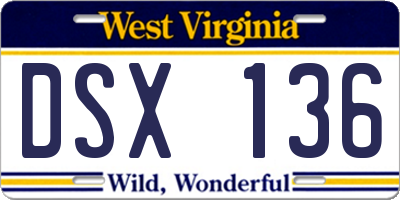 WV license plate DSX136