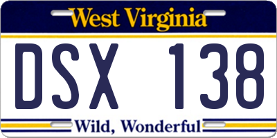 WV license plate DSX138