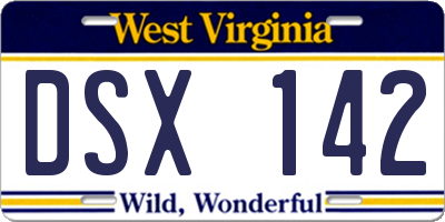 WV license plate DSX142