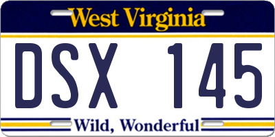 WV license plate DSX145
