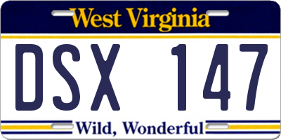 WV license plate DSX147