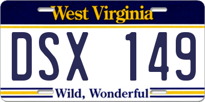 WV license plate DSX149