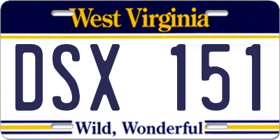 WV license plate DSX151